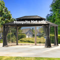 Modern Shade 12'x16' Universal Gazebo Mosquito Netting Replacement - 4-Panel Sidewalls with Double Zipper (Net Only)