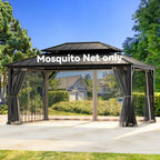 Modern Shade 12'x16' Universal Gazebo Mosquito Netting Replacement - 4-Panel Sidewalls with Double Zipper (Net Only)