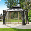 Covered Outdoor Universal 10'x12' Gazebo Mosquito Netting- 4-Panel Double Zipper Sidewalls