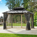 Covered Outdoor Universal 10'x12' Gazebo Mosquito Netting- 4-Panel Double Zipper Sidewalls