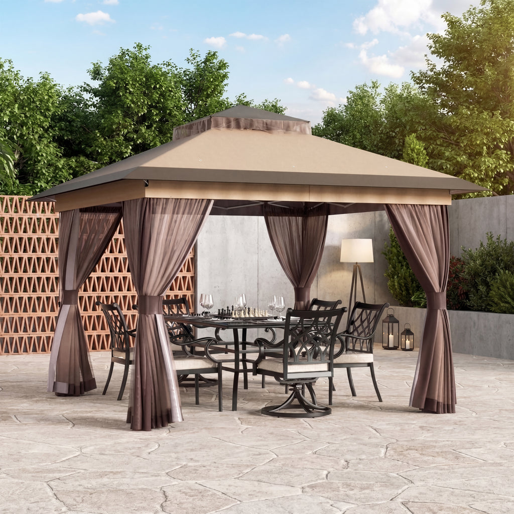 Pop Up Gazebo11'x11', Double Ventilated Roof, Waterproof UV Protected Canopy with Mosquito Netting, Portable Party Tent with Backpack