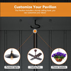 Modern Shade 12’x24‘ Cedar Grill Gazebo with Steel Hardtop Roof for Backyard & Garden Brown