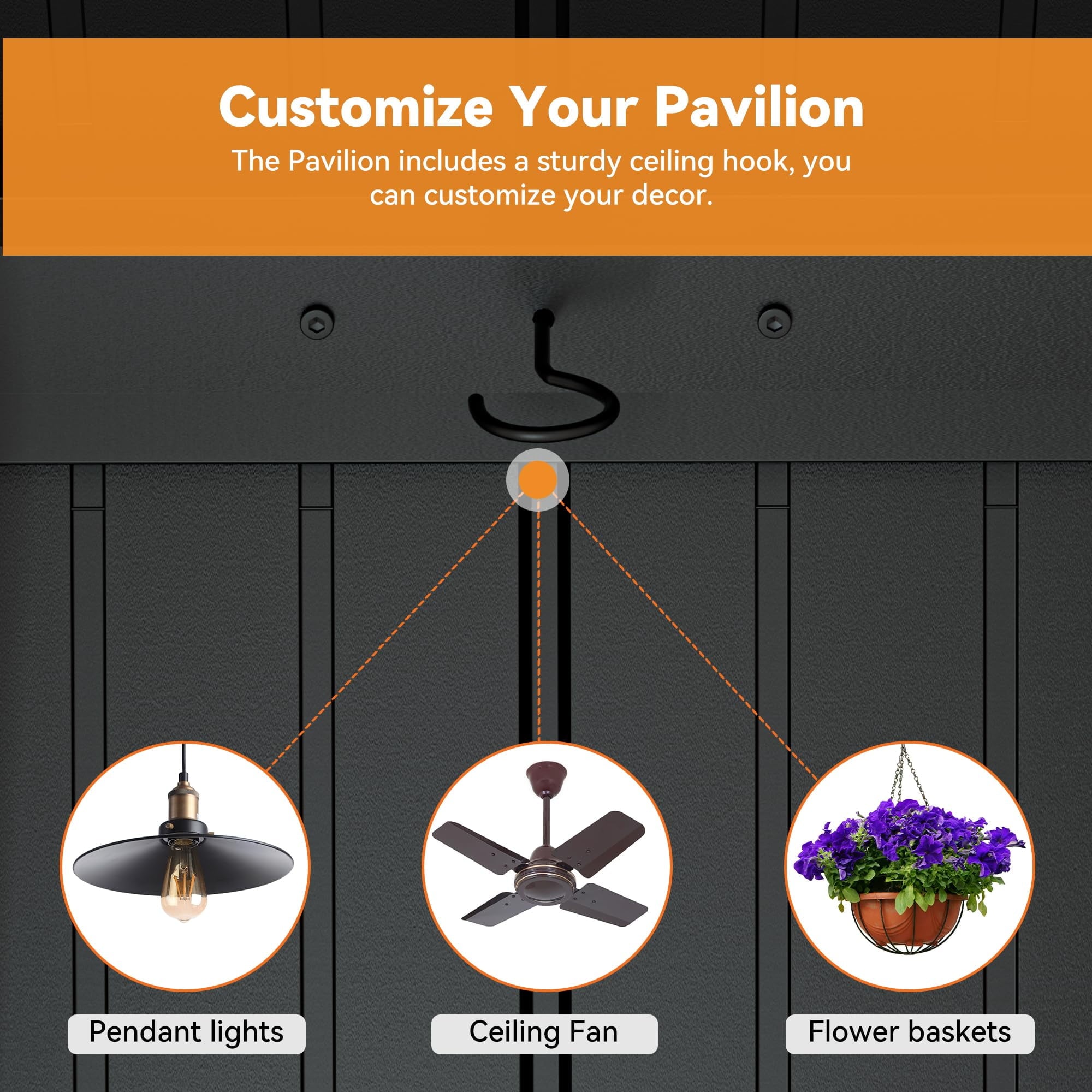 Modern Shade 12’x24‘ Cedar Grill Gazebo with Steel Hardtop Roof for Backyard & Garden Brown