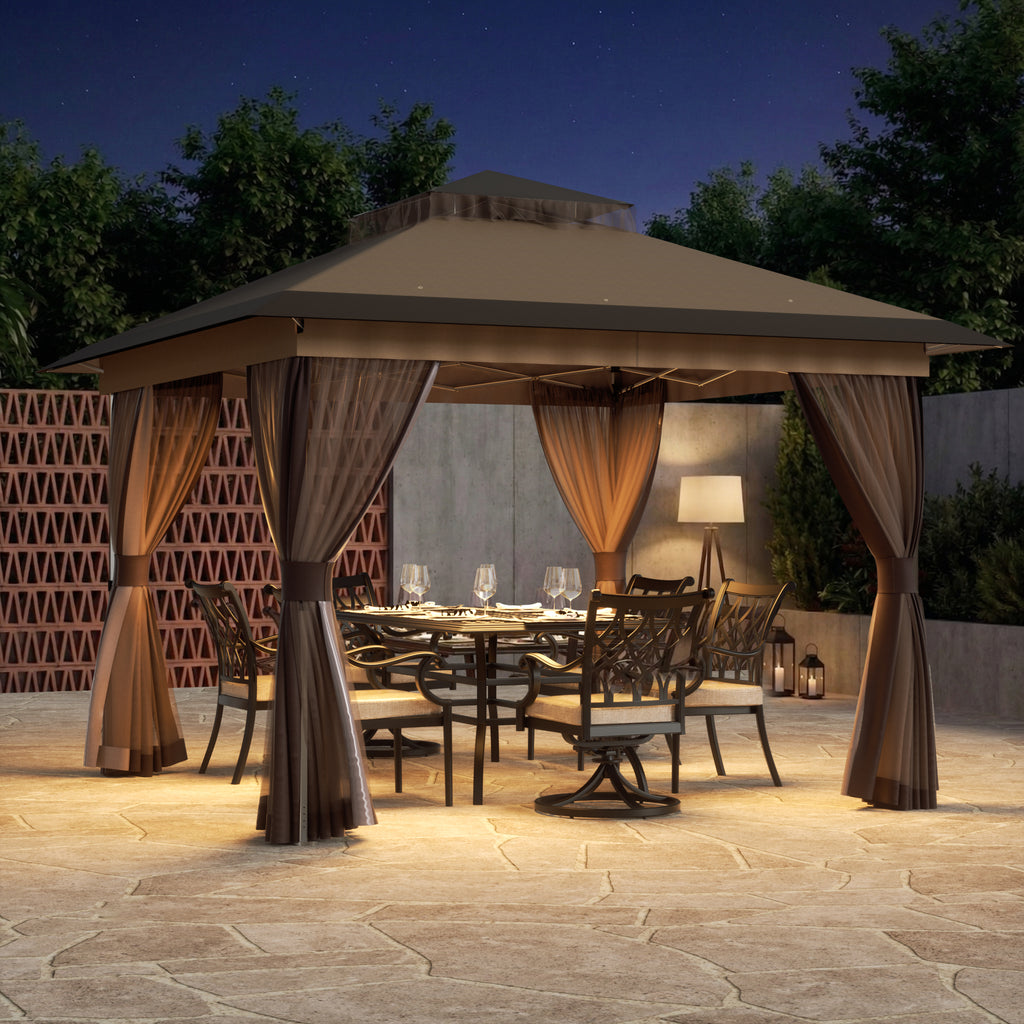 Pop Up Gazebo11'x11', Double Ventilated Roof, Waterproof UV Protected Canopy with Mosquito Netting, Portable Party Tent with Backpack