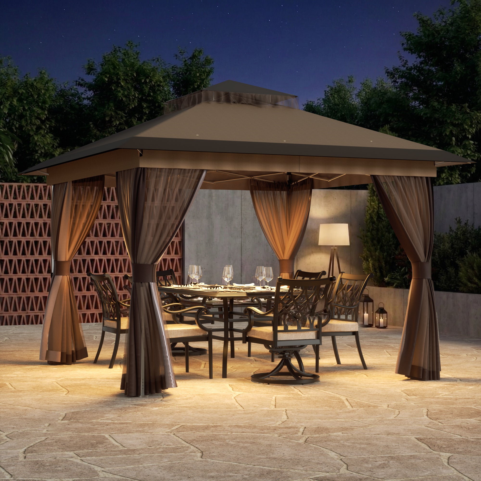 Pop Up Gazebo11'x11', Double Ventilated Roof, Waterproof UV Protected Canopy with Mosquito Netting, Portable Party Tent with Backpack