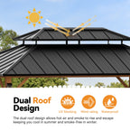 Modren Shade Horizon 10'x14' Hard Top Gazebo W/ Solar LED light