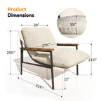 LUNIVO Accent Chair Line Fabric Upholstered Armchair, Reading Club Chair with Pillow for Living Room Bedroom Furniture Beige