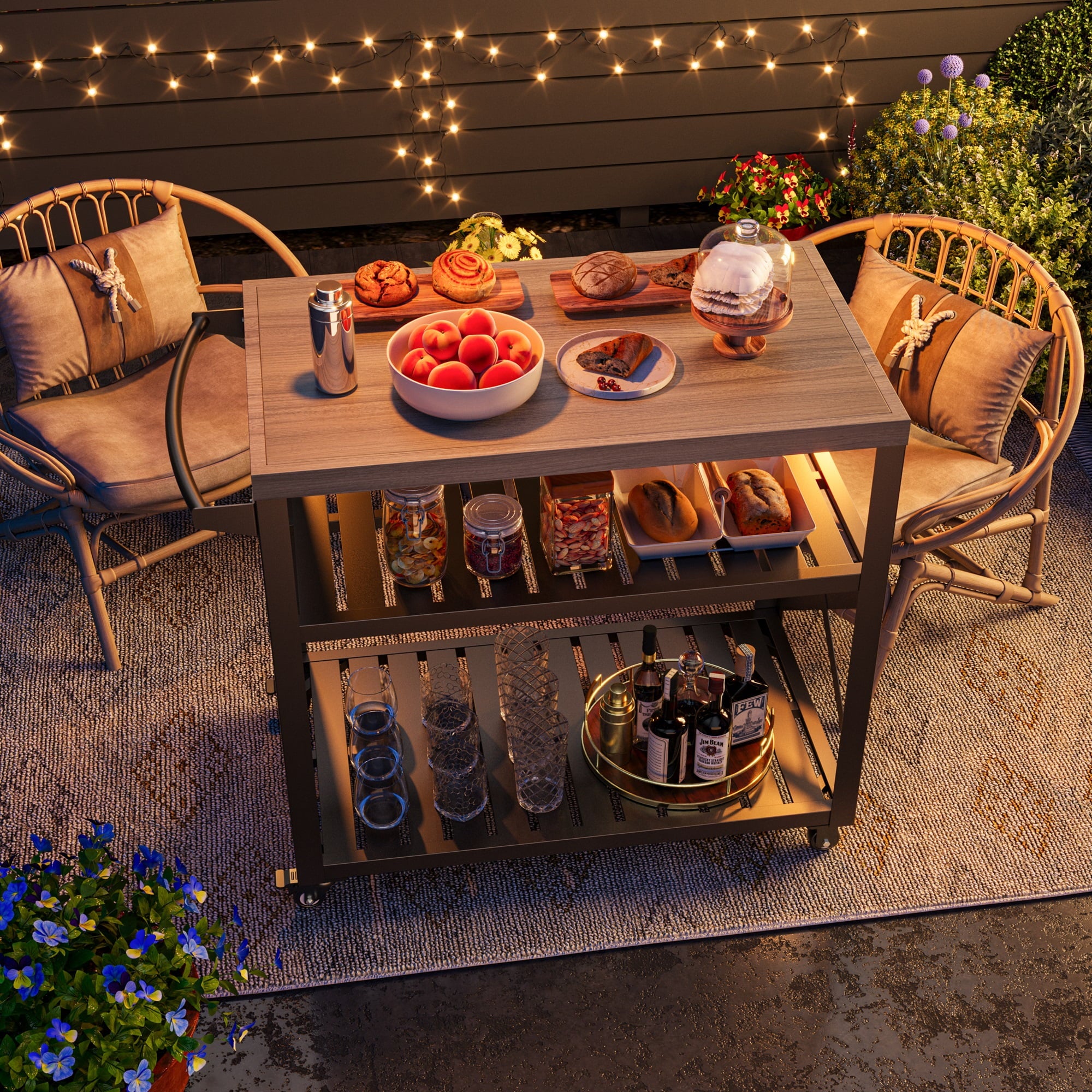 Modern Shade Outdoor Grill Cart, Heavy Duty Table with Wheels, Waterproof Top, Blackstone Compatible