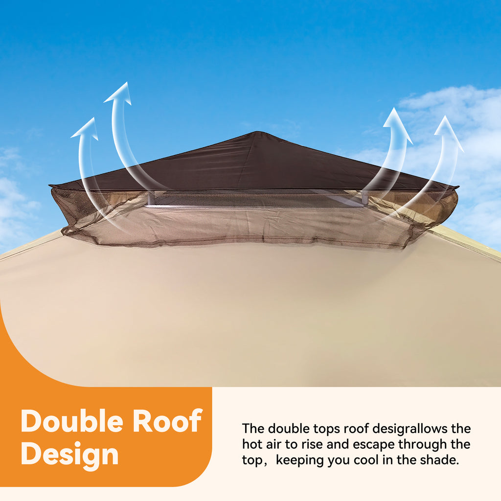 Pop Up Gazebo11'x11', Double Ventilated Roof, Waterproof UV Protected Canopy with Mosquito Netting, Portable Party Tent with Backpack
