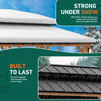 FONA 12' x 24' Hardtop Gazebo with LED Lights, Double Roof & Curtains