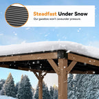 FONA 12'x16'Cedar Wood Gazebo with Hardtop Slope Roof,Snow Load&High Wind Support for Backyard,Garden