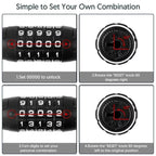 Covered Outdoor 4ft Resettable Combination Bike Lock | 4-Digit Secure Cable Lock for Bicycles, Outdoor Use (Black)