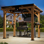 Modern Shade 6' x8' Grill Gazebo Cedar Wood Frame Galvanized Steel Roof Paper Towel Holder Rotatable Hooks