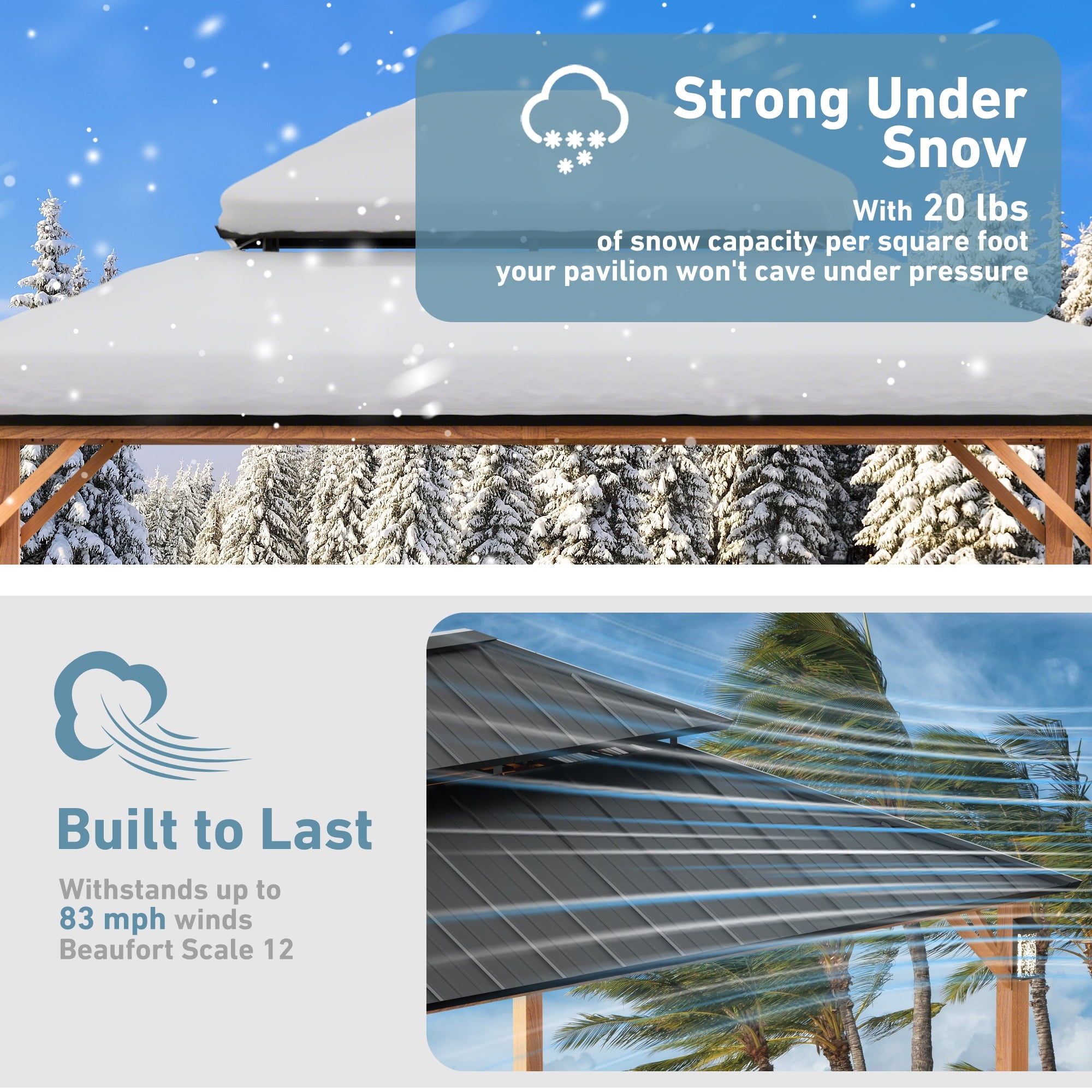 FONA Horizon 12'x14' Hard Top Gazebo W/ Solar LED light