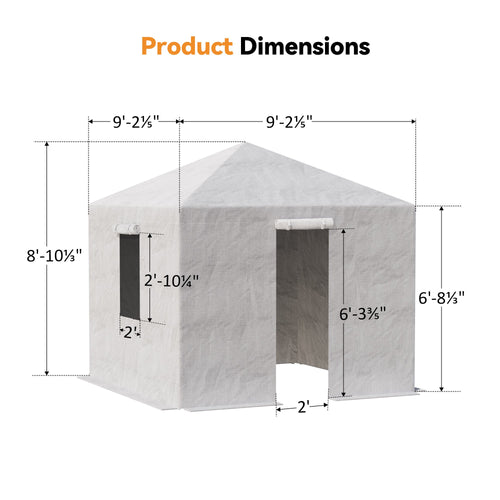 Covered Outdoor 8x8ft Winter Gazebo Cover, 200G Heavy-Duty Waterproof Enclosed Cover with Sidewalls & Mesh Windows, Universal Hardtop