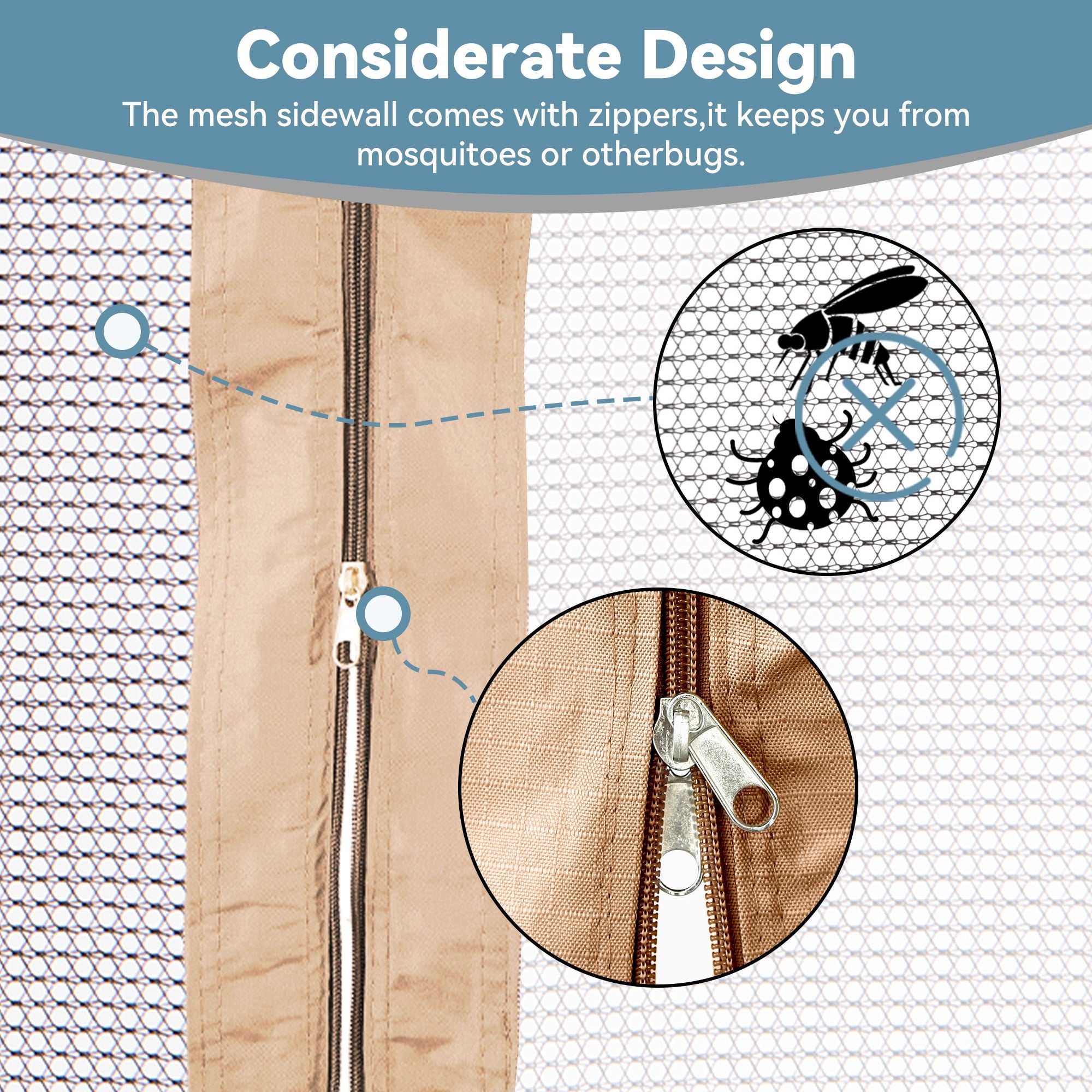 FONA Gazebo Mosquito Netting Replacement Universal 4-Panel Sidewalls 12' x 20', Outdoor Gazebo Mosquito Nettings with Double Zipper, Replacement for Patio Canopy, Garden (Mosquito Net Only)