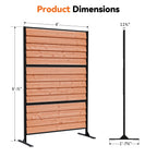 Modern Shade 6x4 ft Louvered Cedar Privacy Fence Panel Adjustable Screen for Outdoor Deck