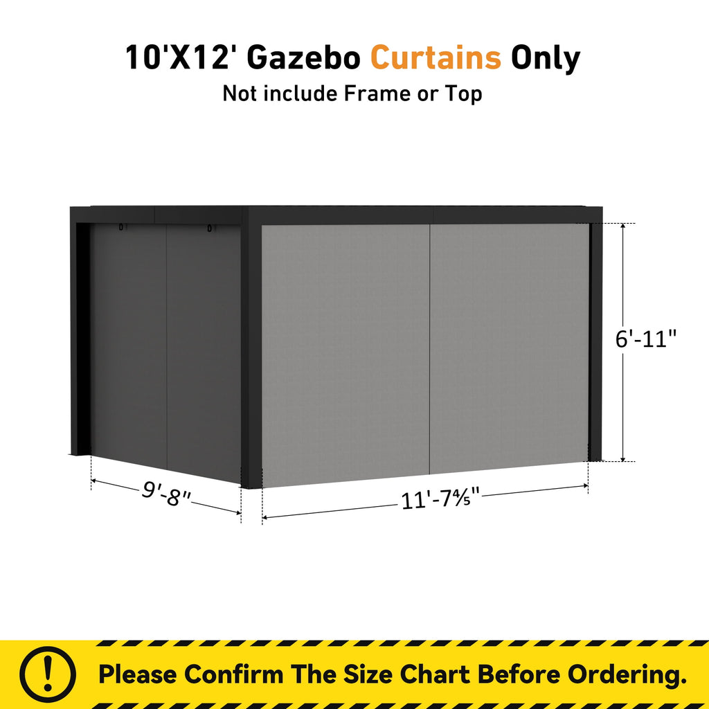 Modern Shade 10'x12' Louvered Pergola with 4-Panel Privacy/Zippered Mosquito Netting Waterproof Gray/Khaki Sidewalls