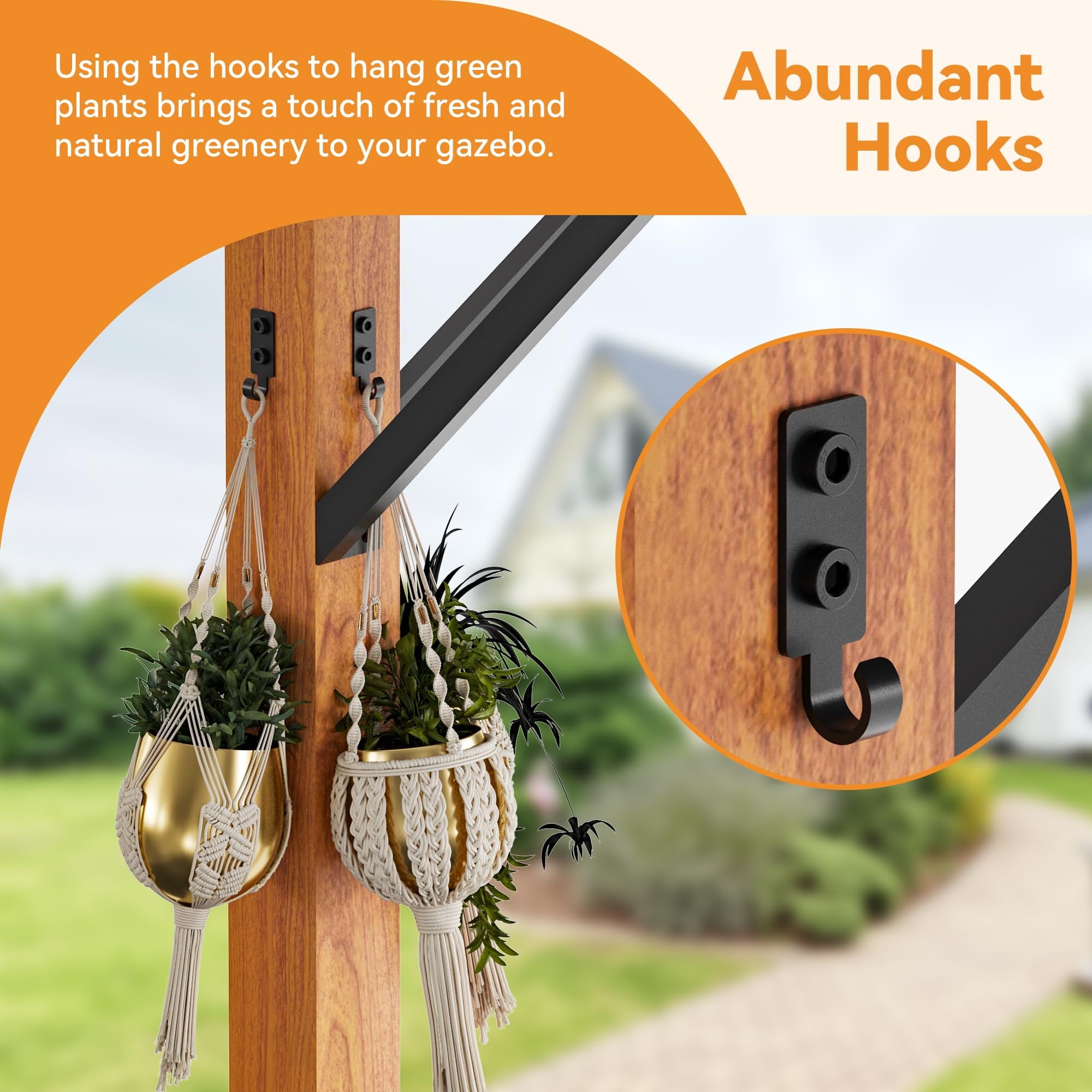 Modern Shade 6‘x12’ Hardtop Grill Gazebo with Shelf, Bottle Opener and Hooks, Rustproof Wood-Look Aluminum Design for Backyard Garden and Patio Brown