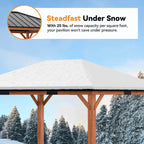 Modern Shade 12'x 16'Outdoor Cedar Wood Hardtop Gazebo with Galvanized Steel Roof for Patio or Backyard