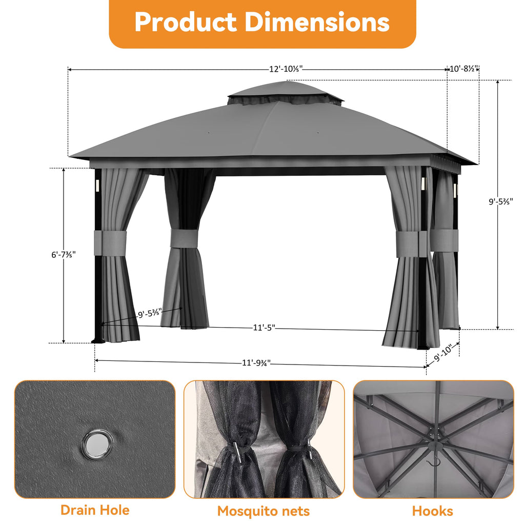 11'x13' Soft Top Gazebo with Bluetooth Speaker