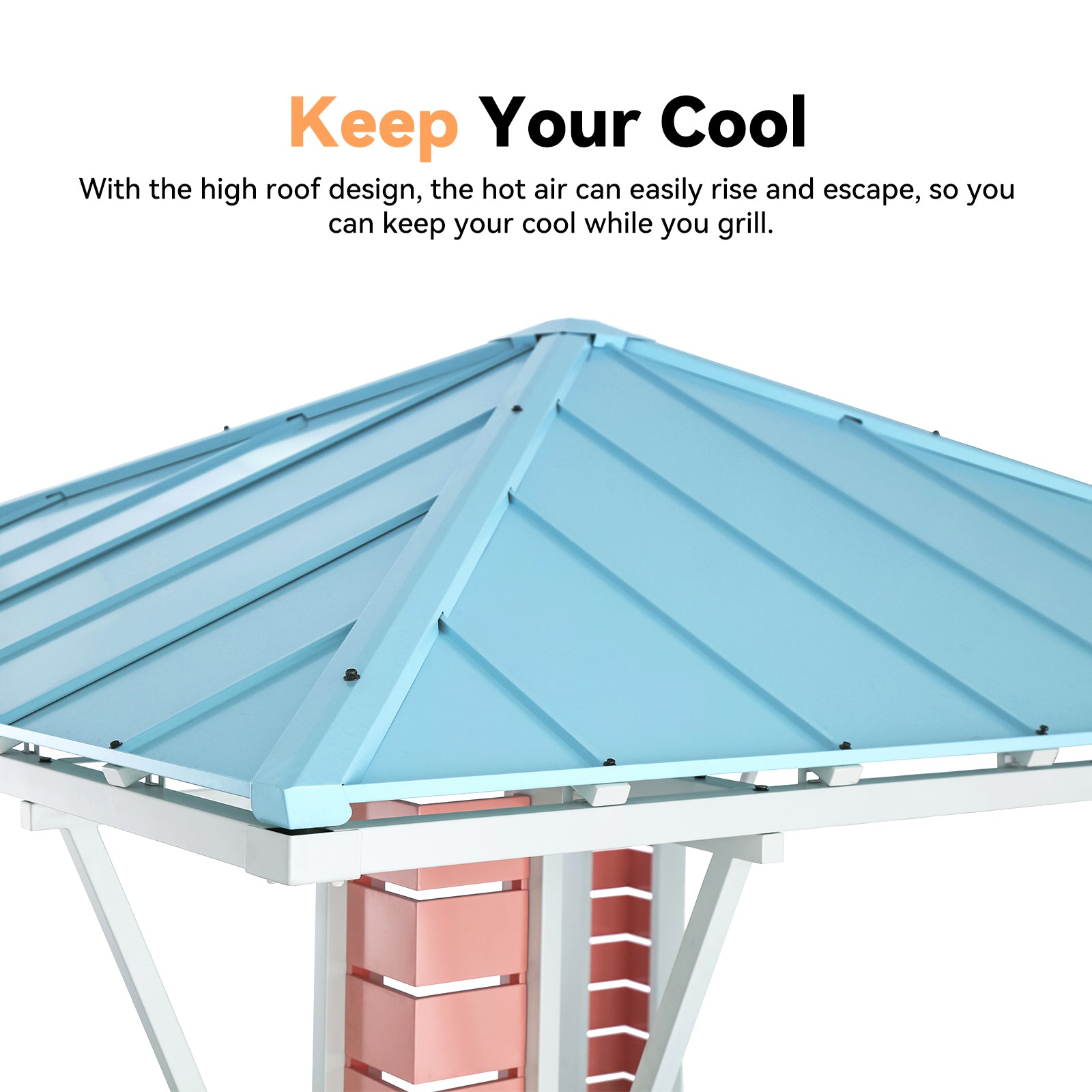Modern Shade 8' x 8' Outdoor Grill Gazebo with USB Port and Hooks, Steel Frame for Patio or Poolside