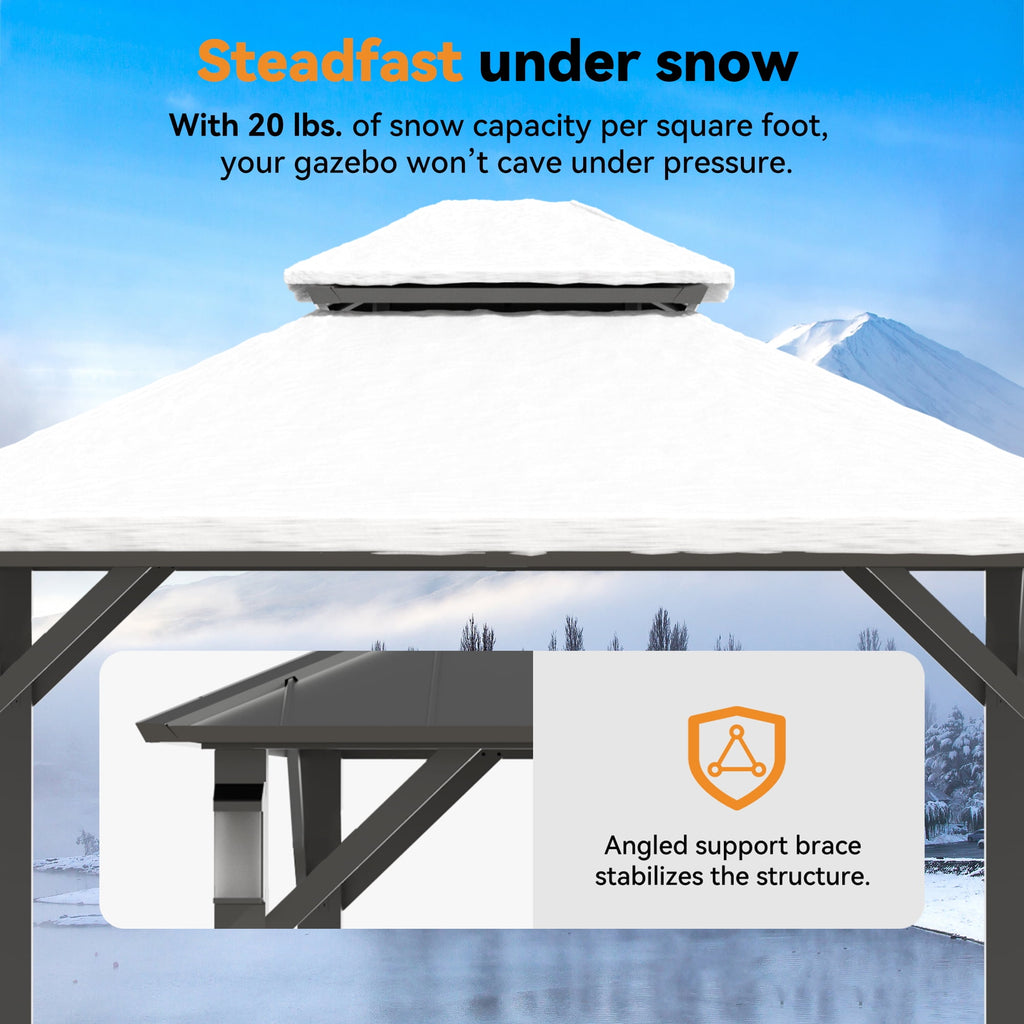 Modern Shade 10'x10' Hardtop Gazebo Galvanized Steel Roof Frame with 4 LED Weatherproof Lights for Backyard Garden