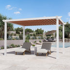 Modern Shade 10'x12' Open Sky Pergola Cabana, Heavy Duty Metal with Trellis Roof & Textilene Shade for Patio, Backyard & Poolside