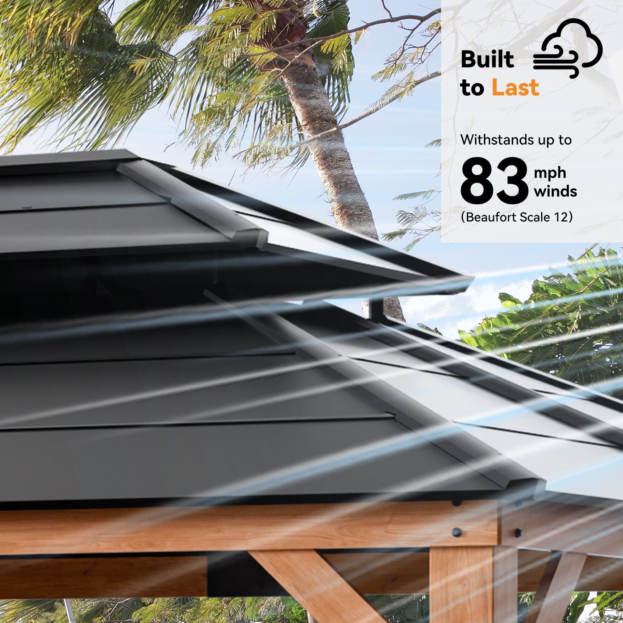 Modern Shade 11‘x13’ Cedar Gazebo with Galvanized Steel Roof & Hooks for Backyard Garden