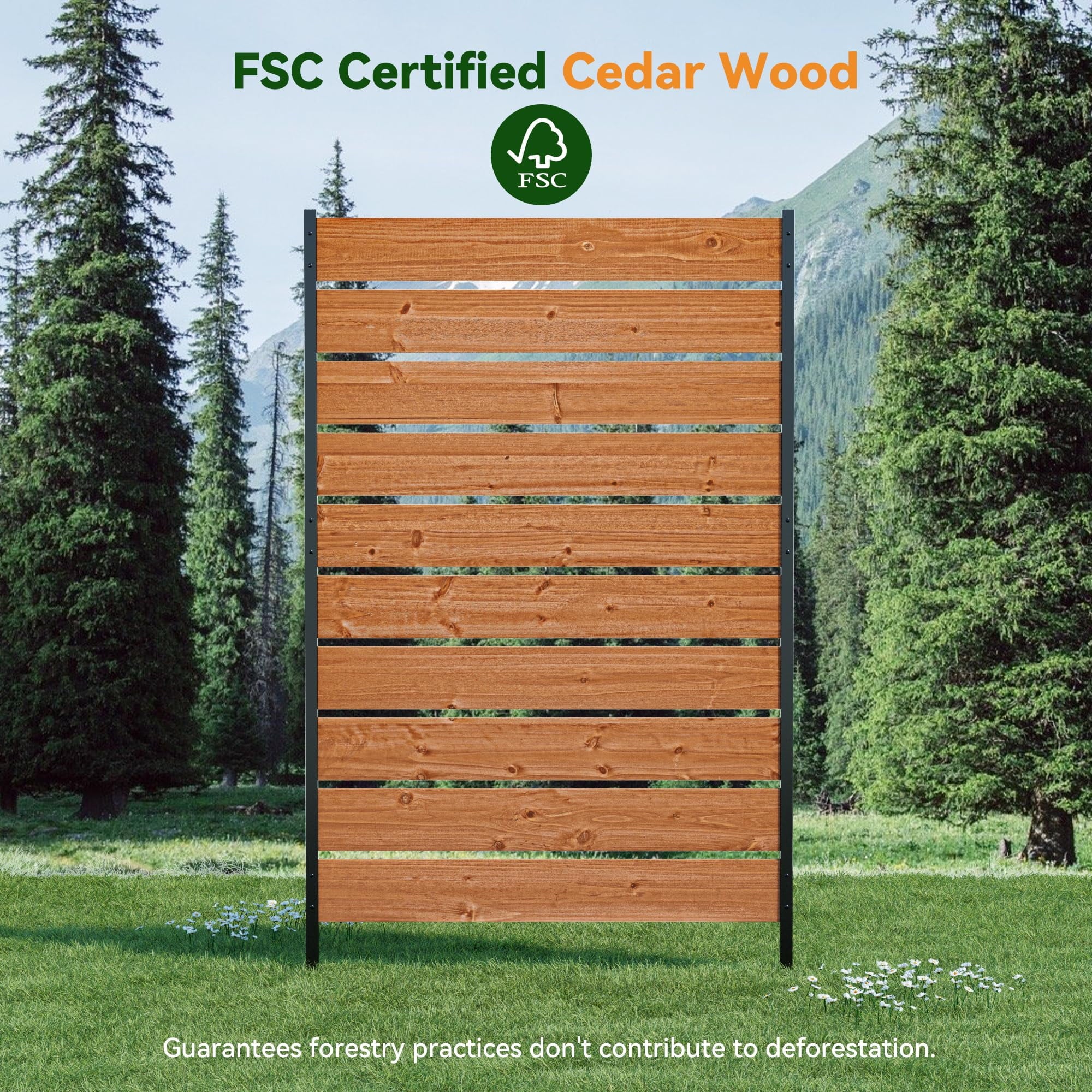 Modern Shade 5'x3' Cedar Privacy Fence (2-Panel) - Deck/Balcony Screen Conceals AC Units/Trash Bins, Brown