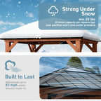 FONA 11'x11' Wood Gazebo with Galvanized Steel Roof & Sunshine Board,Permanent Hardtop Pavilion