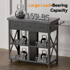 Modern Shade Outdoor Grill Cart with Marble Countertop & Drawers, 39"W BBQ Table with Locking Casters