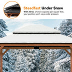 Modern Shade 13'x15'Outdoor Cedar Wood Hardtop Gazebo with Double Steel Roof, Mosquito Net Rods for Backyard Use