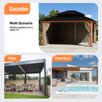 Modern Shade 13‘x15’ Cedar Gazebo Privacy Curtains Zippered Mosquito Net Universal 4 Panel Khaki Patio Replacement Sidewalls