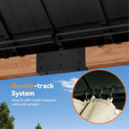 Modern Shade 12‘x24’ Grill Gazebo w/ Steel Hardtop, Curtains+Netting Brown