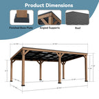 Modern Shade 12'x20' Cedar Hardtop Gazebo Weather-Resistant Outdoor Grill Shelter with Rustproof Design for Backyard, Patio & Garden