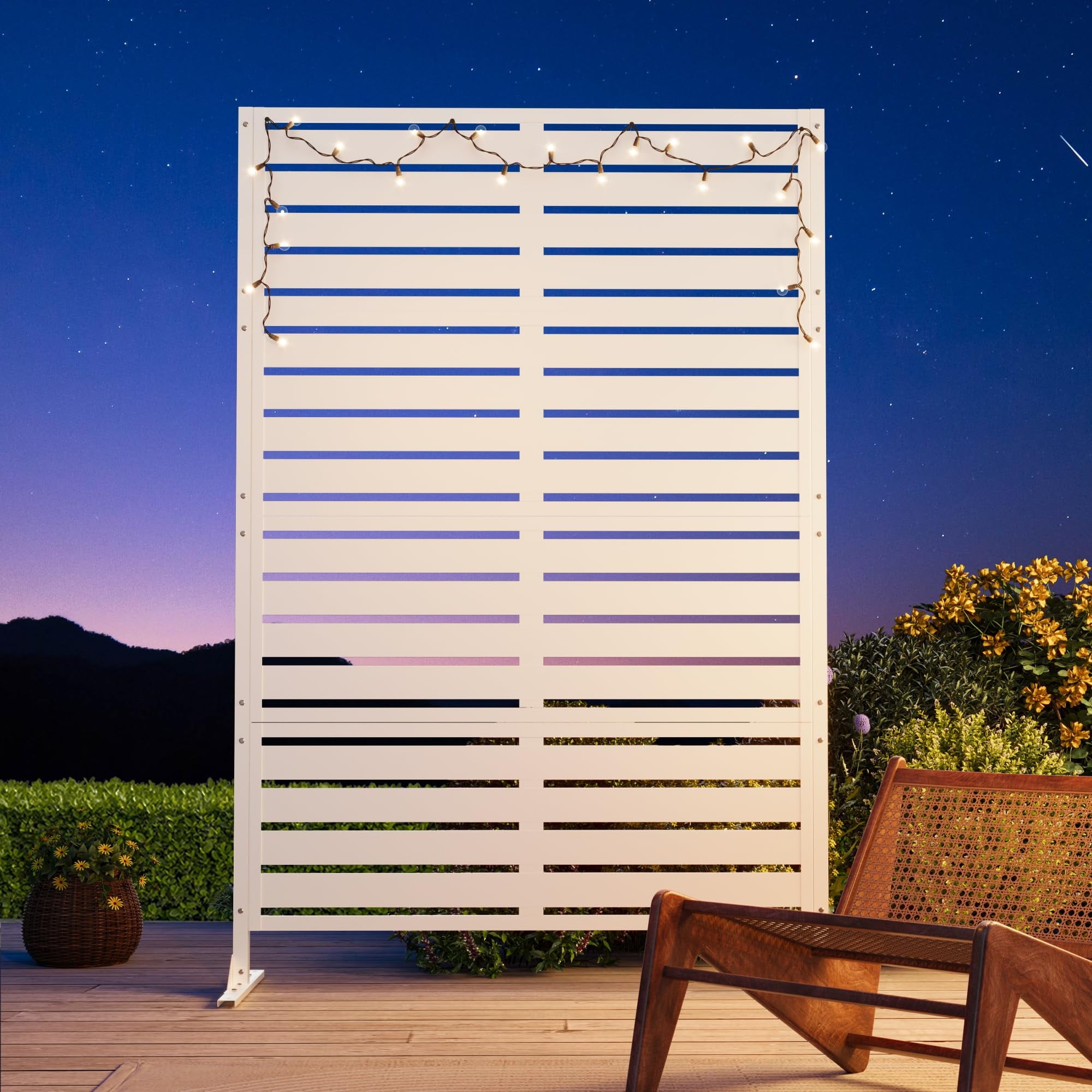 Modern Shade 72"x48" Freestanding Privacy Panel - White Decorative Screen for Patio/Deck Privacy & Space Division