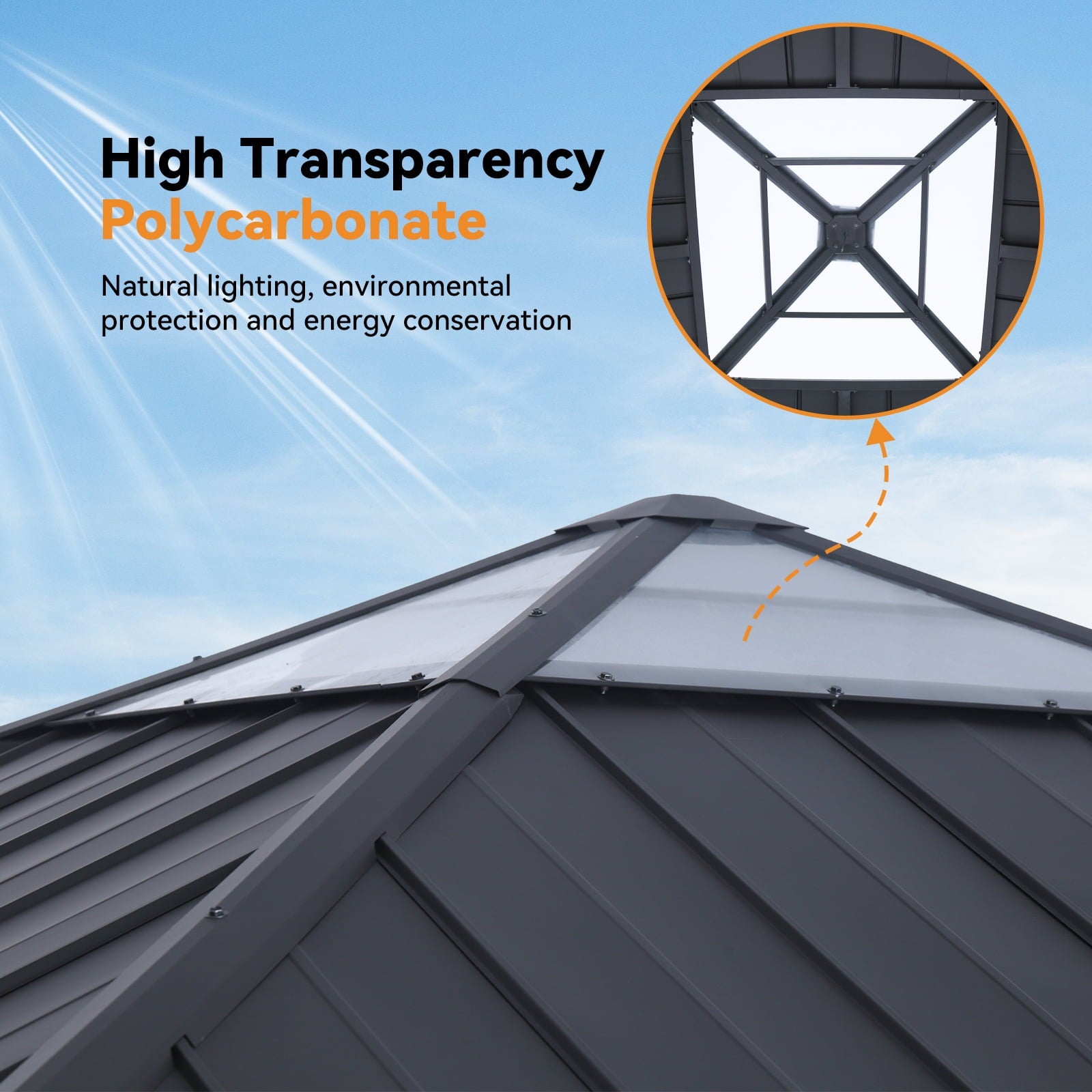 Modern Shade 11‘x11’ Cedar Hardtop Gazebo Galvanized Steel Frame Polycarbonate Roof Backyard Garden Deck