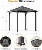 Modern Shade 8'x8' Hardtop Gazebo with Steel Roof & Curtains,All-Weather Metal Pavilion for Patio,Backyard