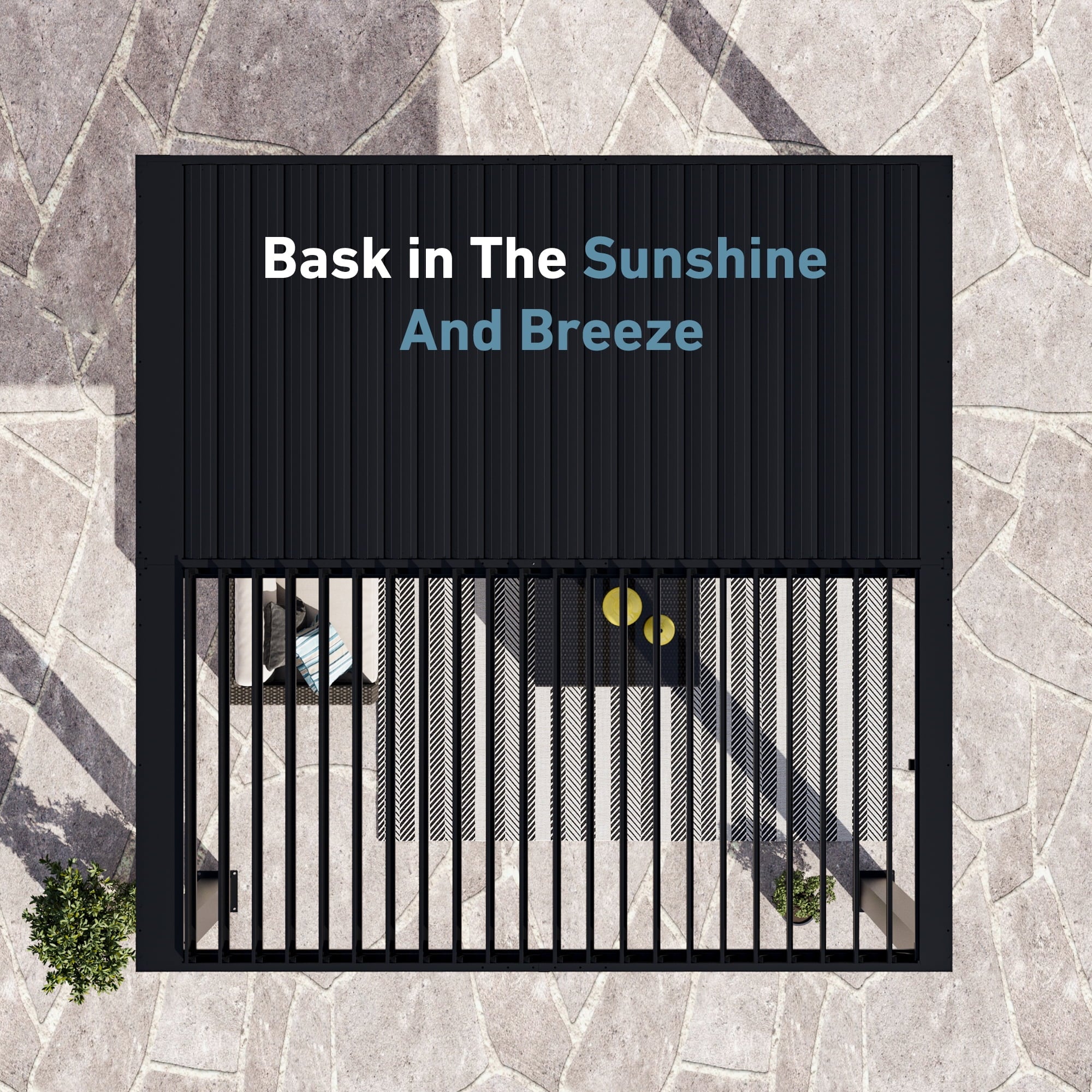 FONA 10'x10' Aluminum Louvered Pergola, Adjustable Roof, USB Charging, Black for Patio