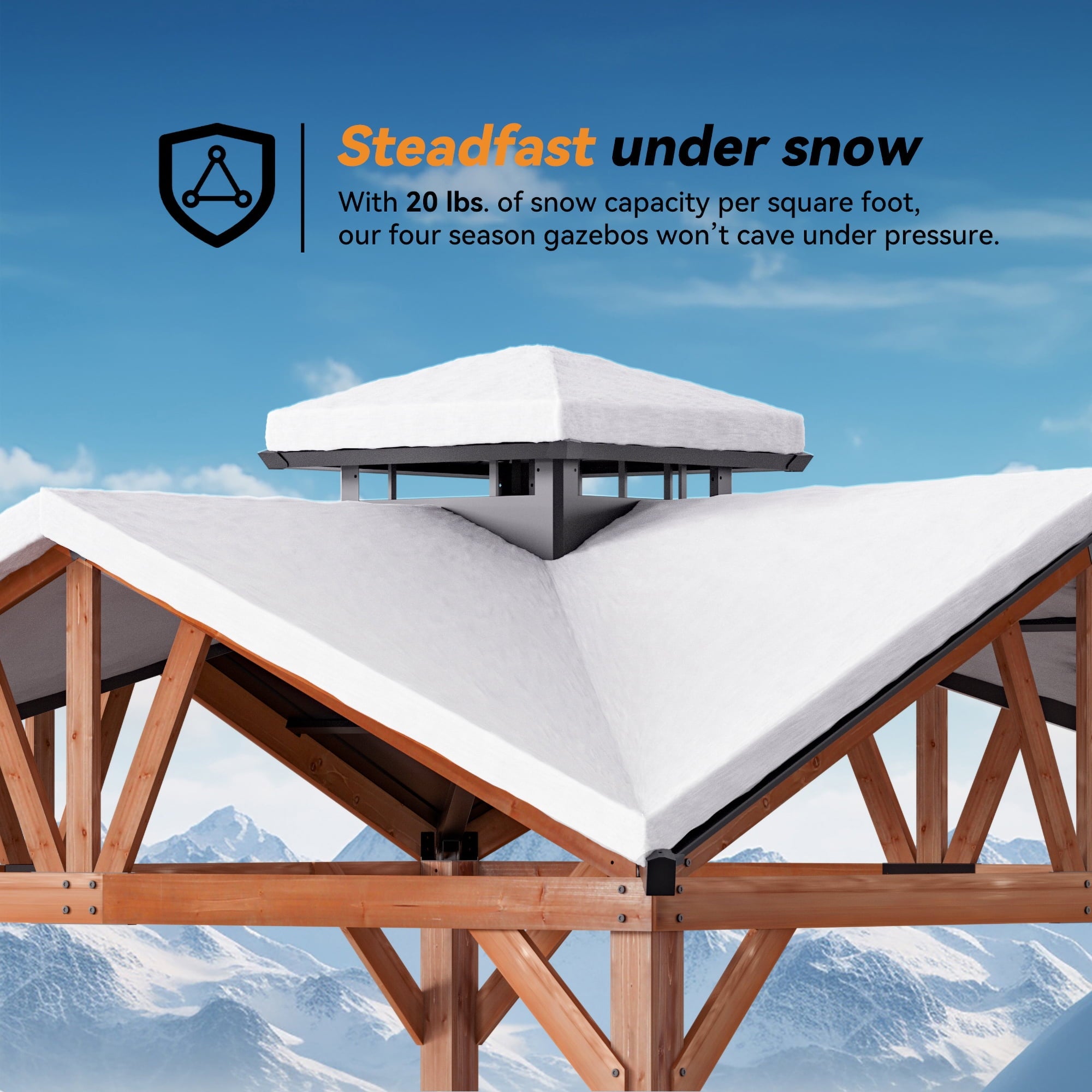 Modern Shade 12'x12' Cedar Hardtop Gazebo - Weatherproof Steel Roof, Permanent Outdoor Structure with FSC-Certified Wood Frame & Rust-Resistant Hardware