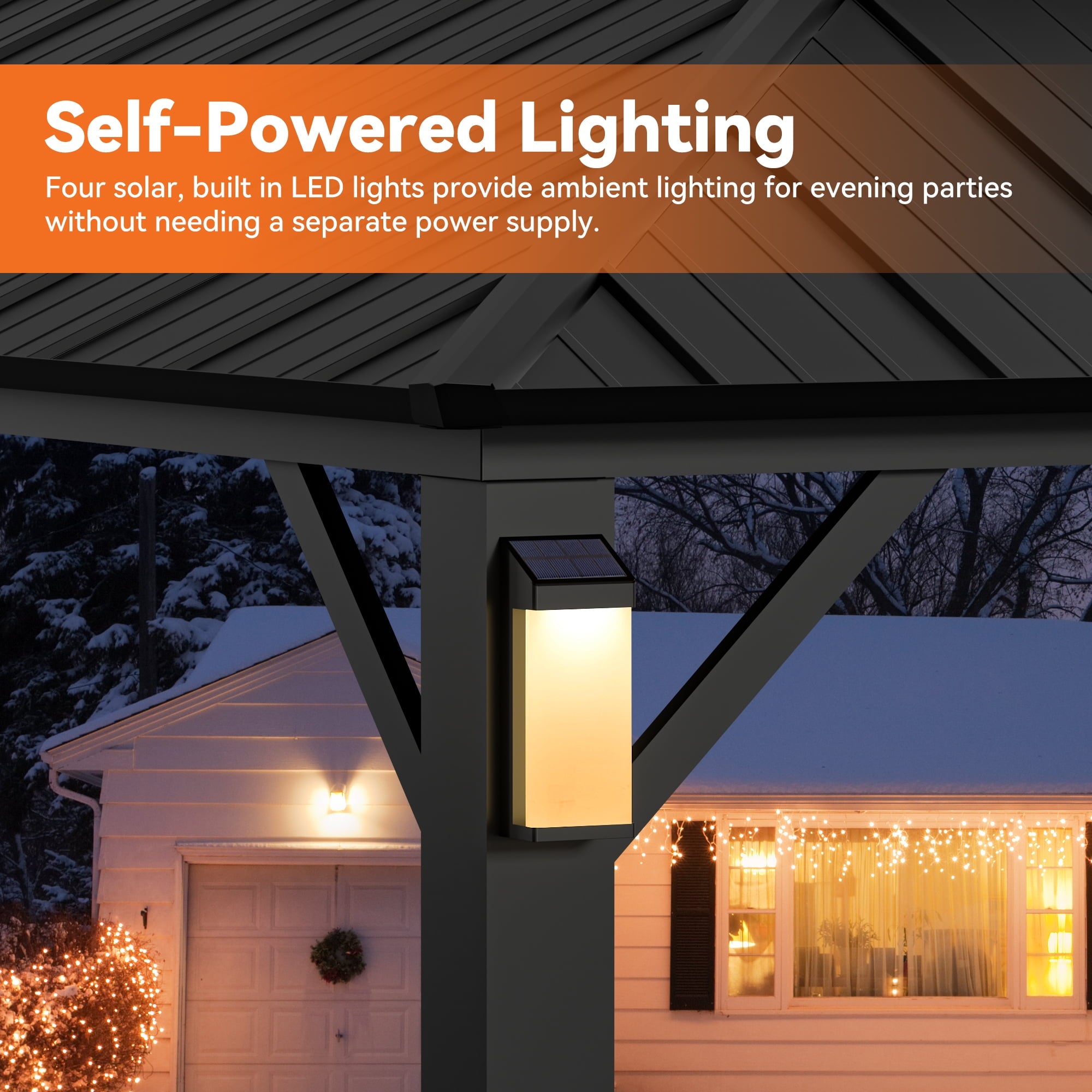 Modren Shade The Horizon 12'x20' Hard Top Gazebo W/ Solar LED light