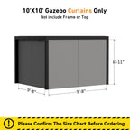 Modern Shade 10‘x10’ Pergola Privacy Curtains Zippered Mosquito Net 4 Panel Replacement Sidewalls Universal Fit Gray Khaki