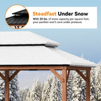 Modern Shade 12'x20'Outdoor Cedar Wood Hardtop Gazebo with Double Steel Roof, Mosquito Net Rods for Backyard Use