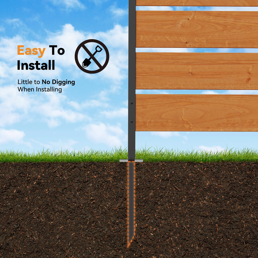 Modern Shade 5ft H x 3.3ft W No-Dig Wood Privacy Fence Panel, Outdoor Screen for Patio/Deck