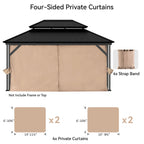 FONA Gazebo Curtain Replacement Universal 4-Panel Sidewalls 12' x 16', Outdoor Gazebo Privacy Curtains with Zipper (Curtain Only)
