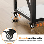 Modern Shade Outdoor Grill Cart with Marble Countertop & Drawers, 39"W BBQ Table with Locking Casters