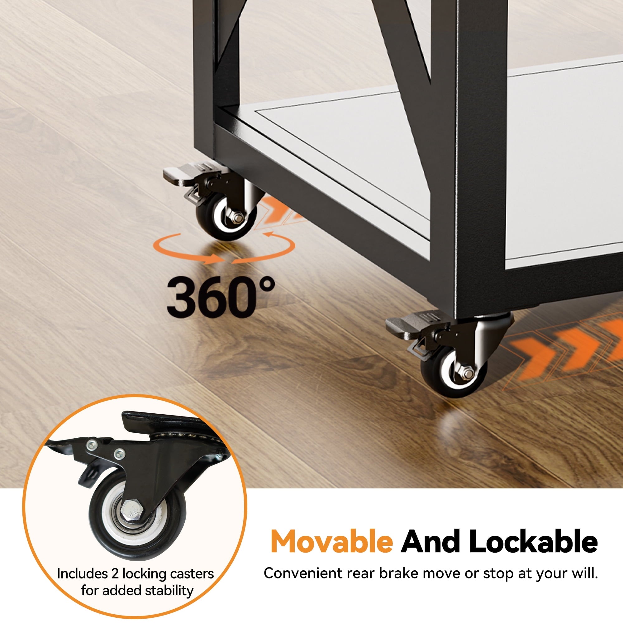 Modern Shade Outdoor Grill Cart with Marble Countertop & Drawers, 39"W BBQ Table with Locking Casters