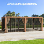 Modern Shade 10‘x12’ Pergola Privacy Curtains and Zippered Mosquito Netting Universal 6-Panel Replacement Sidewalls Khaki