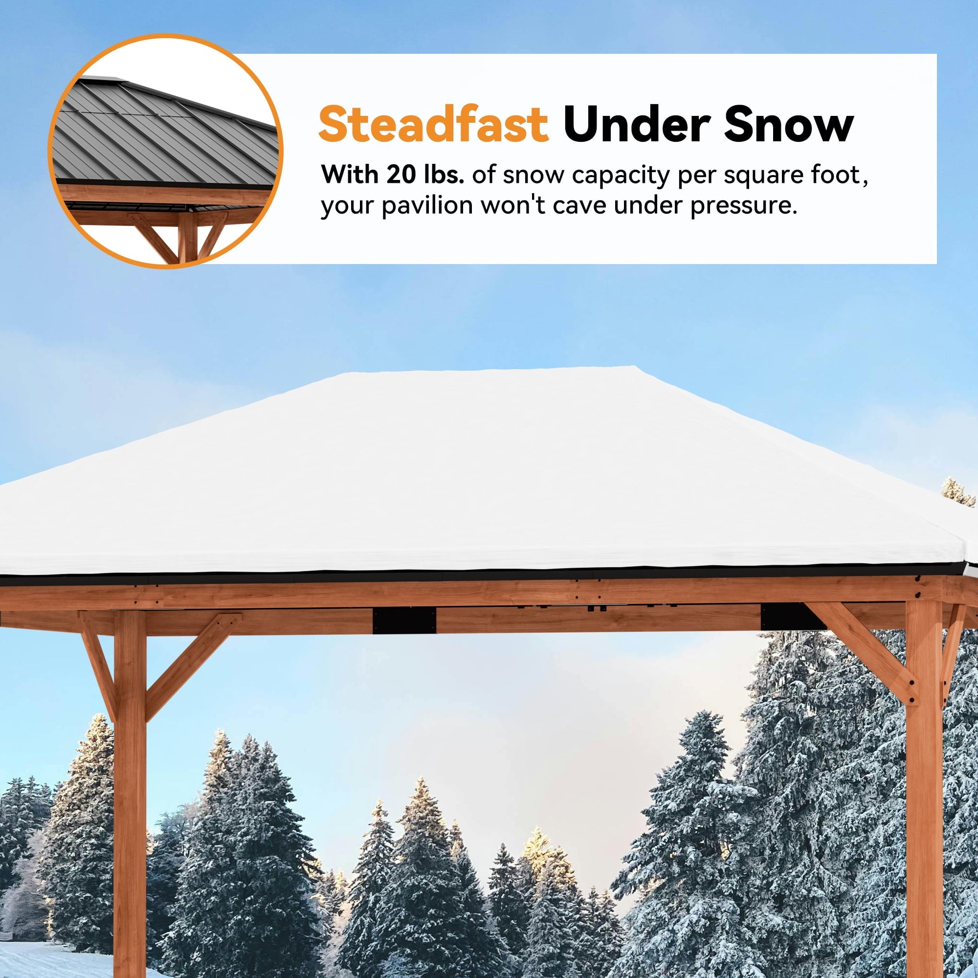 Modern Shade 12'x 16'Outdoor Cedar Wood Hardtop Gazebo with Galvanized Steel Roof and Mosquito Net for Patio or Backyard